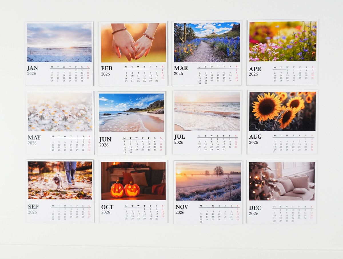 Photo Calendar Set — 12 month flat lay